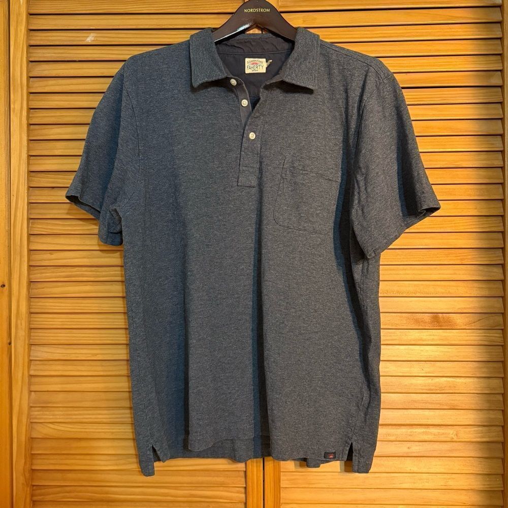 Faherty Men's Blue Polo Shirt size XL